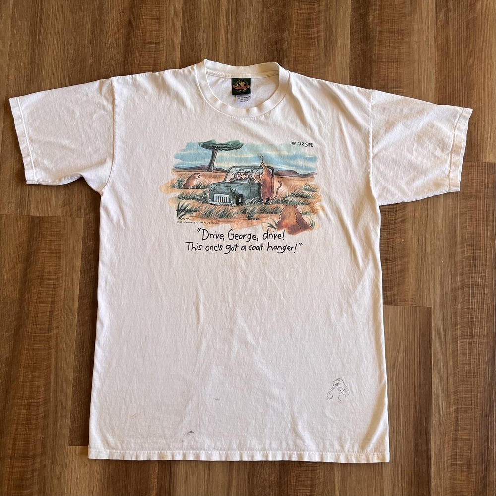 Vintage The Far Side Shirt Mens Large White Coat Hanger Cartoon 1987 Funny